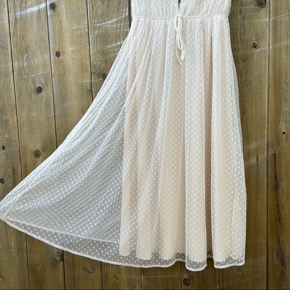 Ivory Cream Swiss Dot Ruffled Tulle Midi Dress 🌿 - Picture 9 of 15